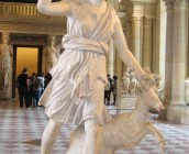 The Diana of Versailles a 2nd Century marble statue of Diana, copied from an earlier Greek original.